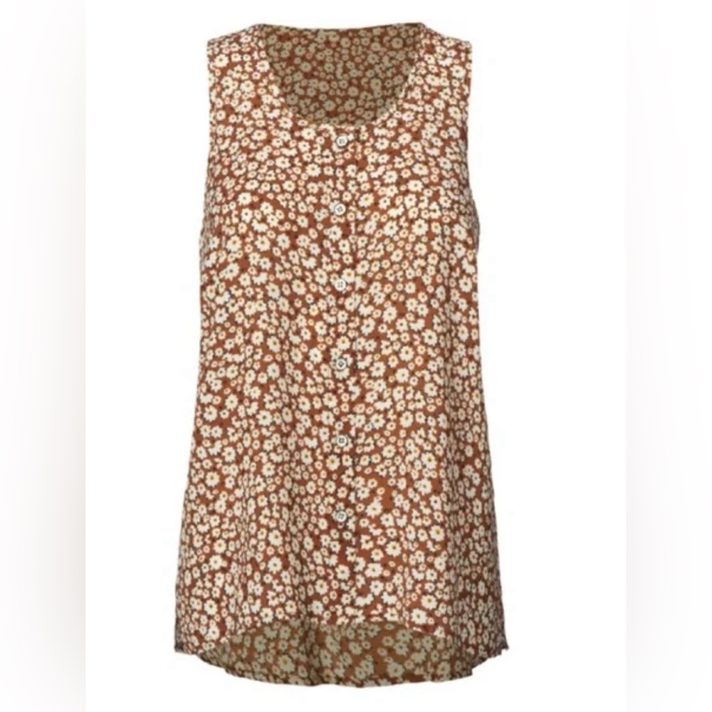 Cabi Lark Top, new with tags size Medium. Brown floral tank top button up